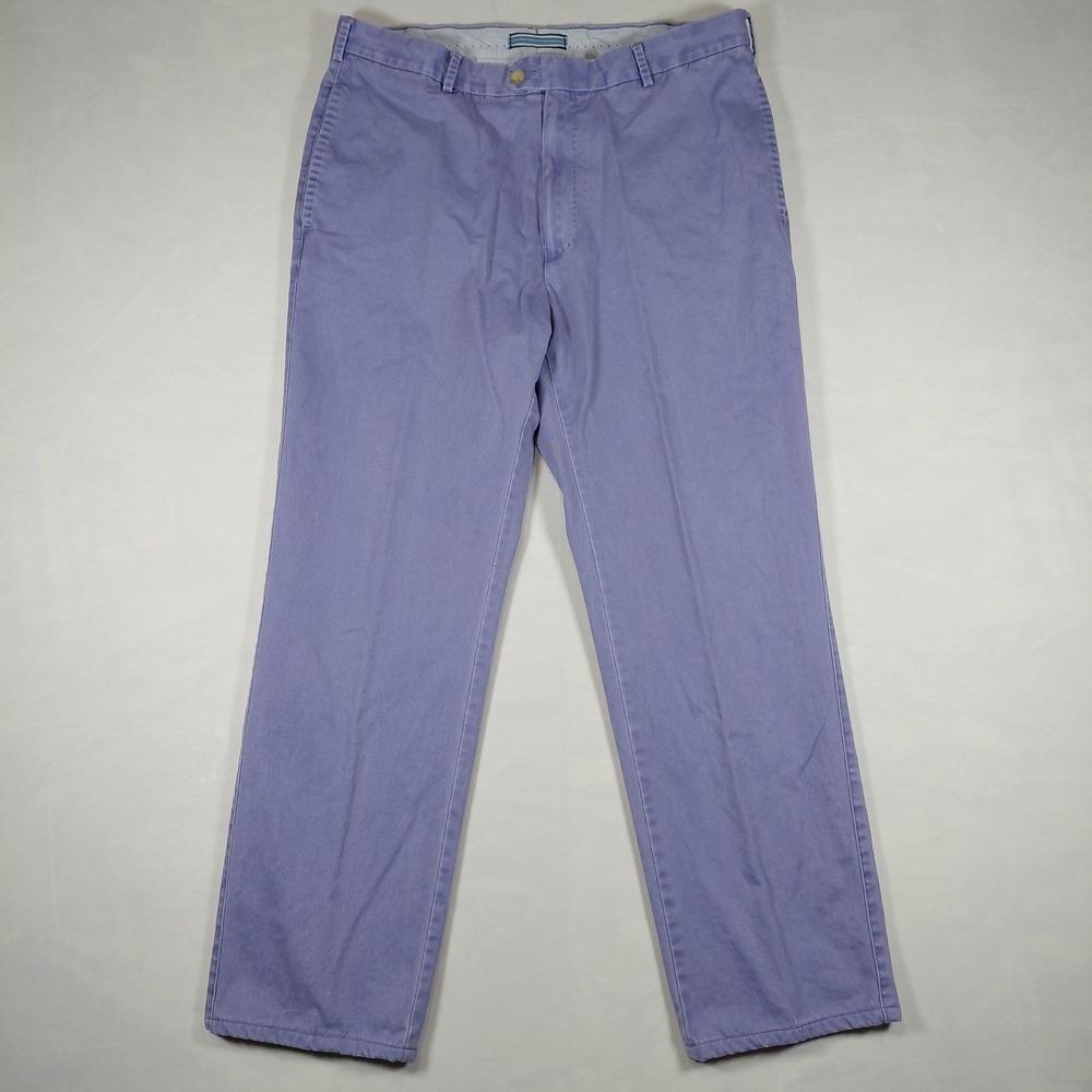 Peter Millar Mens 35W Chino Pants Purple Pima Cotton Flat Front Straight Leg